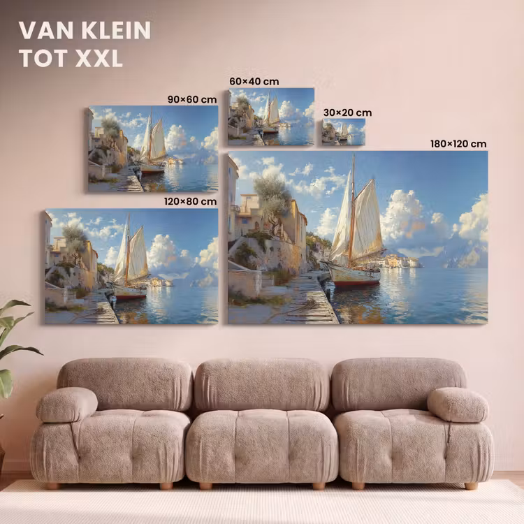 Canvas schilderij - Zeilschip - Huizen - Kade - Zee — 8