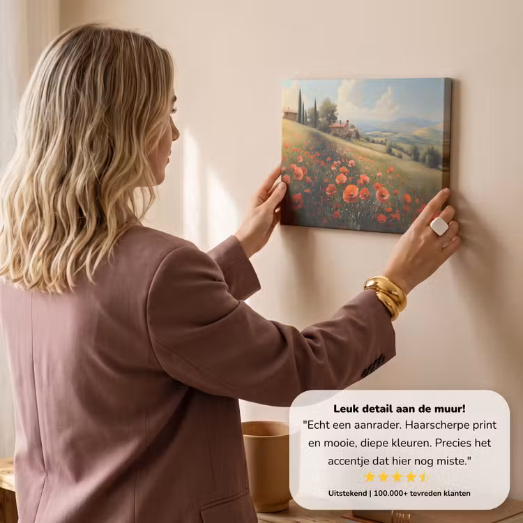 Canvas schilderij - Klaprozen - Rood - Heuvels - Landschap — 3