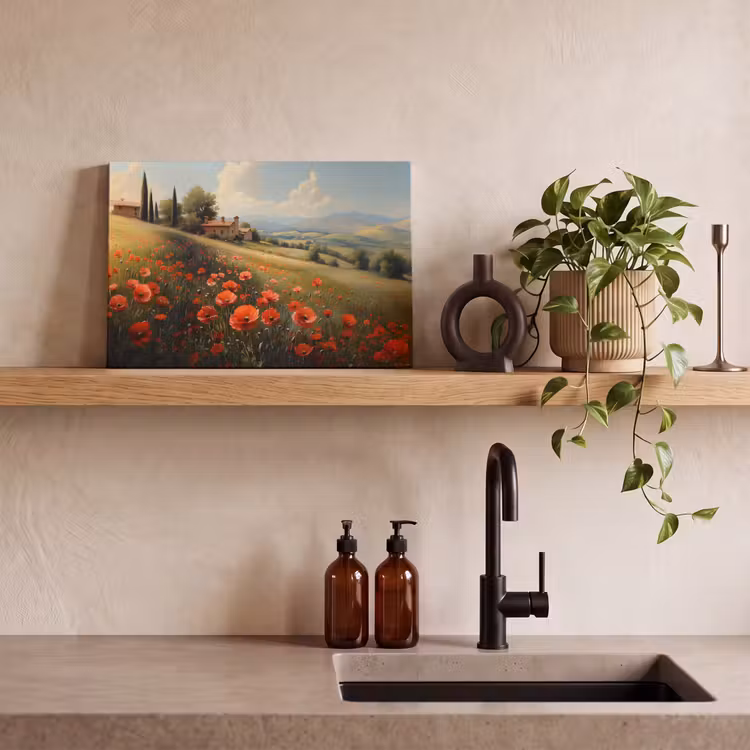 Canvas schilderij - Klaprozen - Rood - Heuvels - Landschap — 4