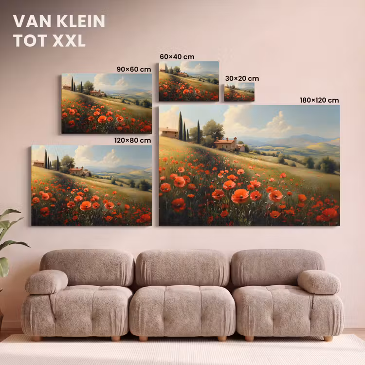 Canvas schilderij - Klaprozen - Rood - Heuvels - Landschap — 8
