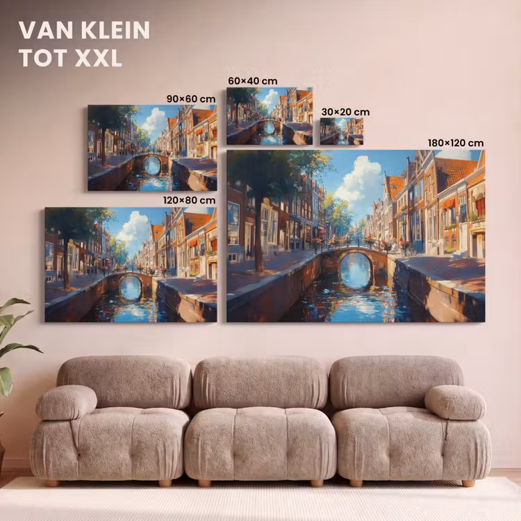 Canvas schilderij - Stad - Gracht - Zon - Fietsen — 8