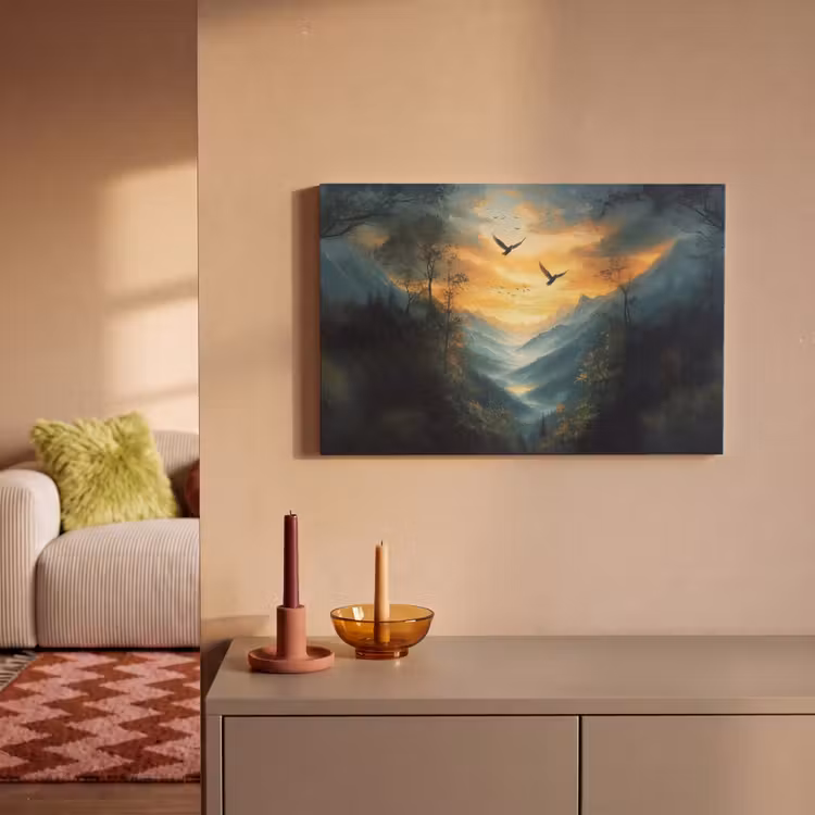 Canvas schilderij - Vogels - Zon - Bomen - Groen — 2
