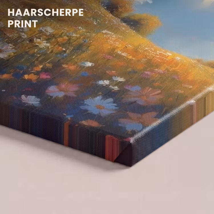 Canvas schilderij - Windmolen - Heuvel - Bloemen - Kleurrijk — 5