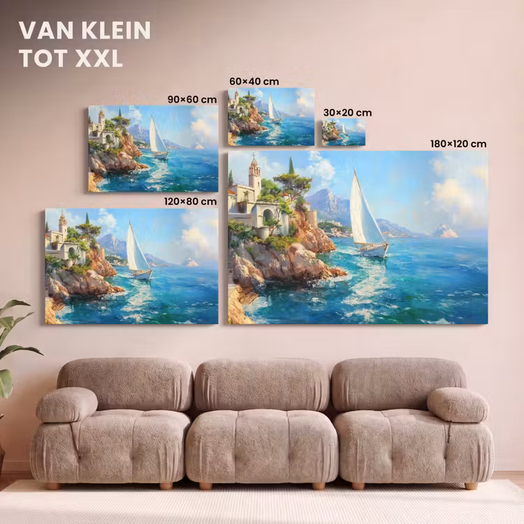 Canvas schilderij - Zeilboot - Rotsen - Kust - Huizen — 8