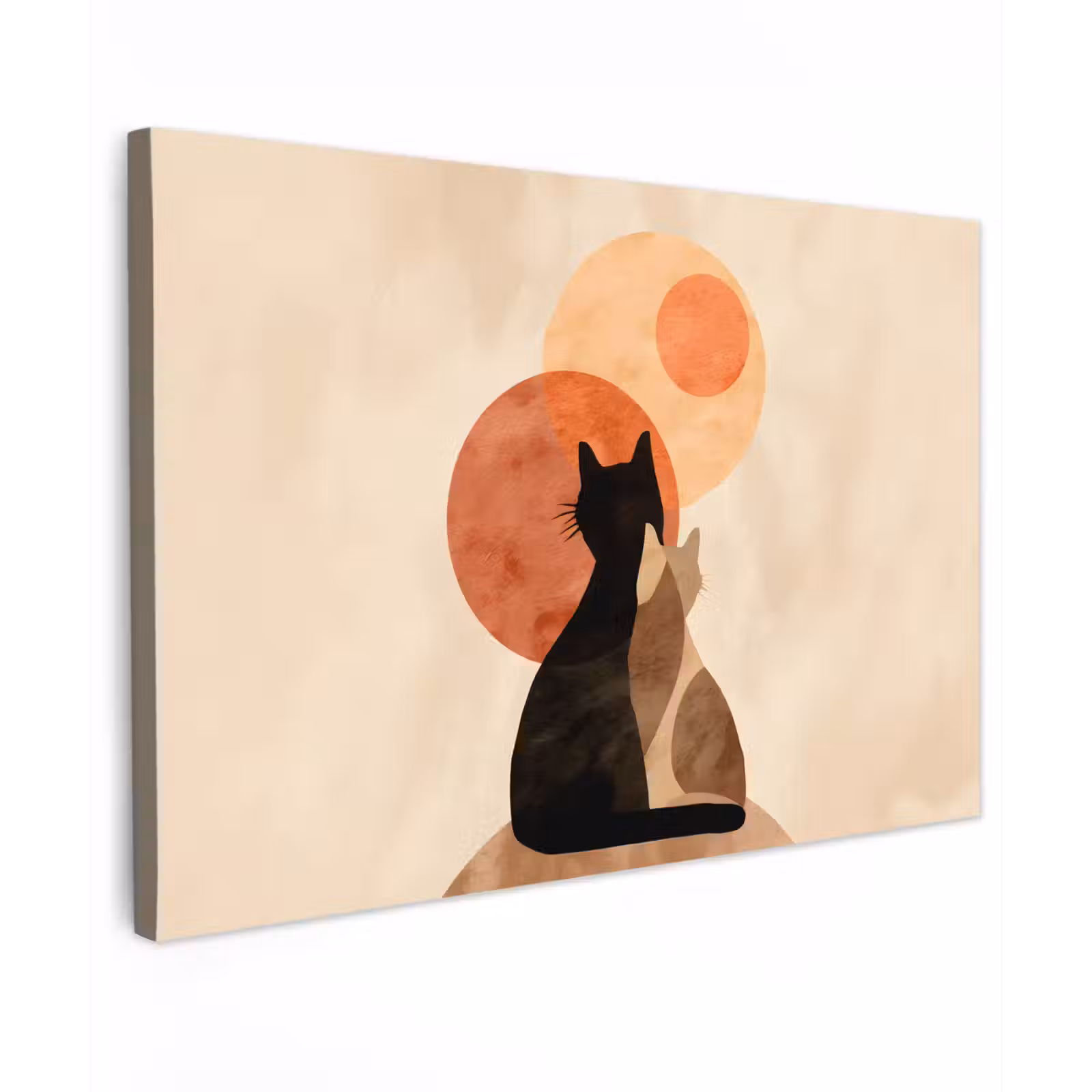 Canvas schilderij - Katten - Zwart - Abstract - Cirkels — 1