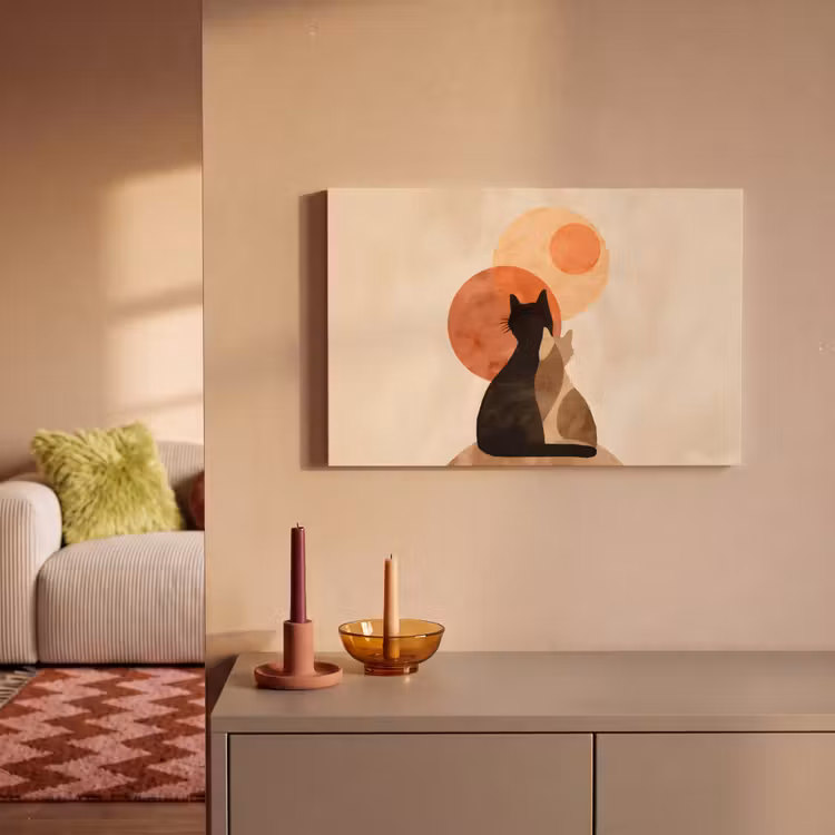 Canvas schilderij - Katten - Zwart - Abstract - Cirkels — 2