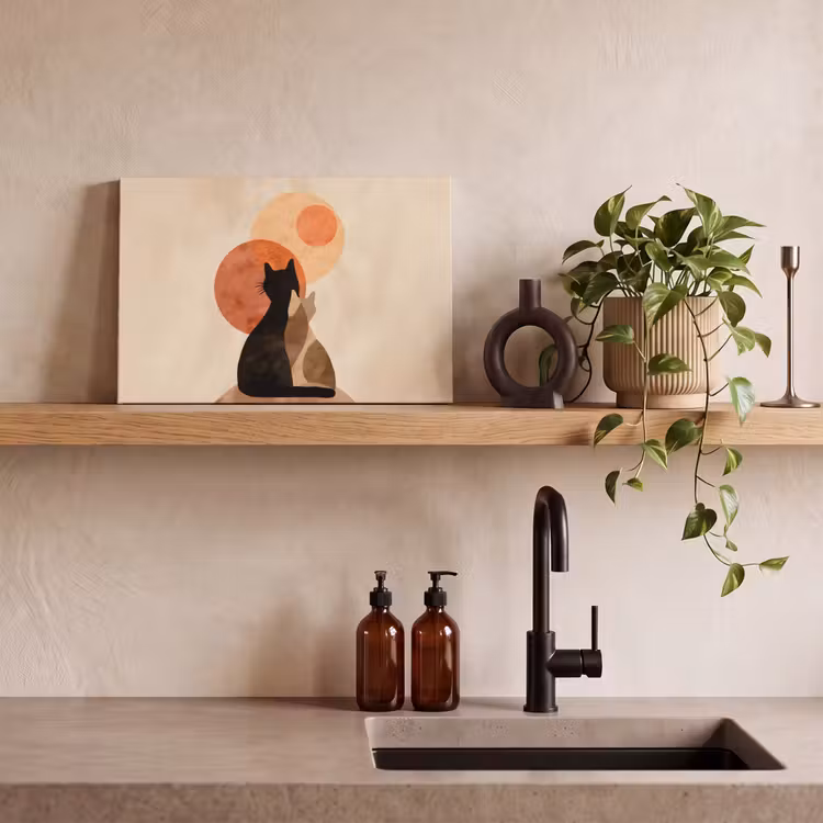Canvas schilderij - Katten - Zwart - Abstract - Cirkels — 4