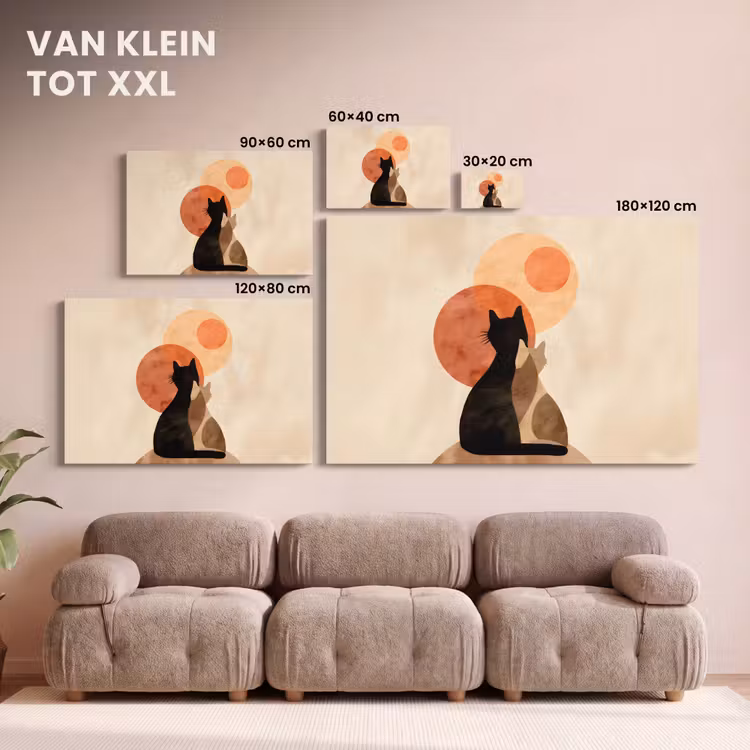 Canvas schilderij - Katten - Zwart - Abstract - Cirkels — 8