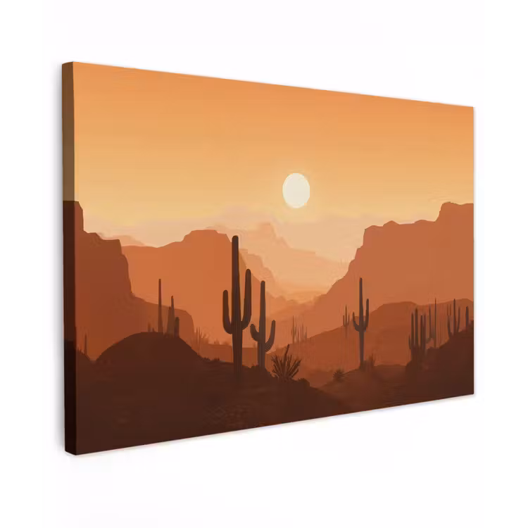 Canvas schilderij - Landschap - Woestijn - Cactussen - Zon — 1