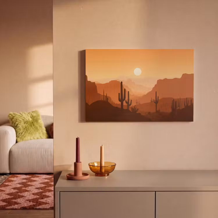 Canvas schilderij - Landschap - Woestijn - Cactussen - Zon — 2