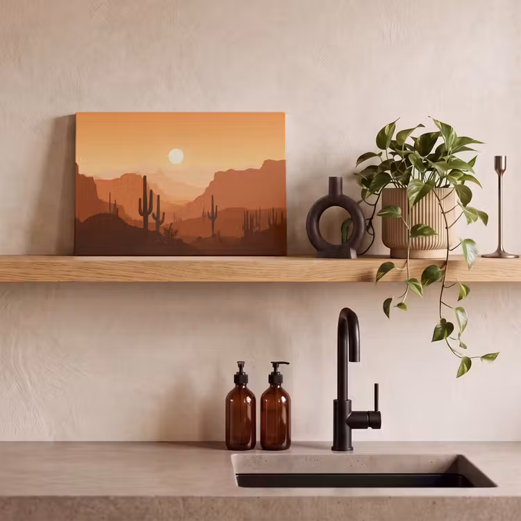 Canvas schilderij - Landschap - Woestijn - Cactussen - Zon — 4