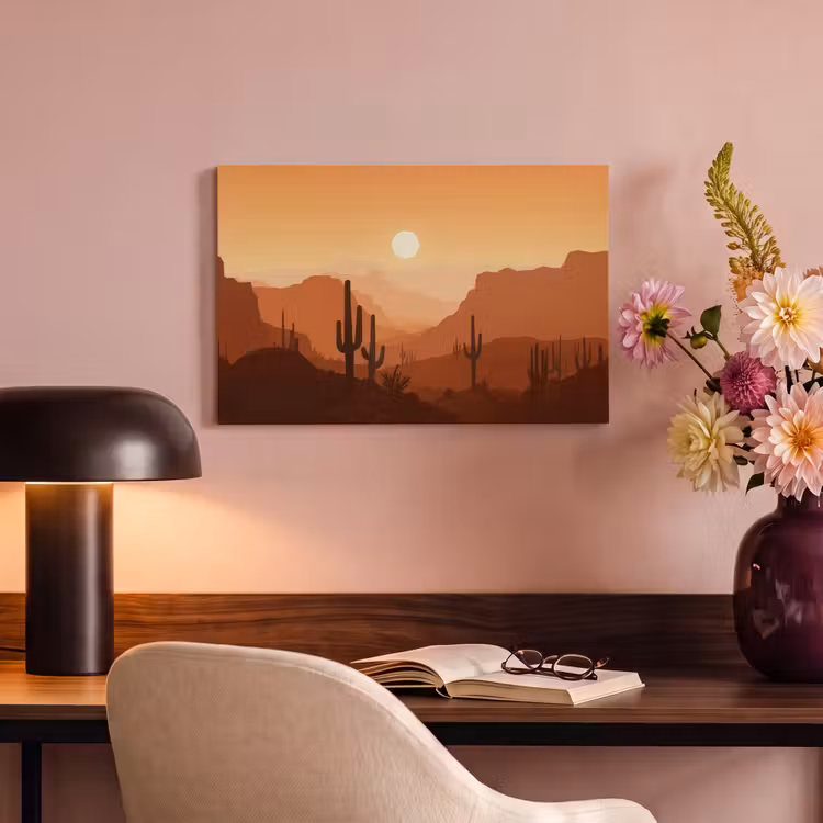 Canvas schilderij - Landschap - Woestijn - Cactussen - Zon — 6
