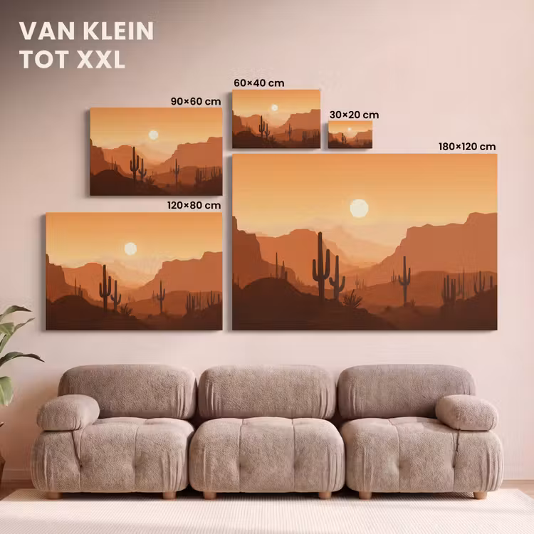 Canvas schilderij - Landschap - Woestijn - Cactussen - Zon — 8