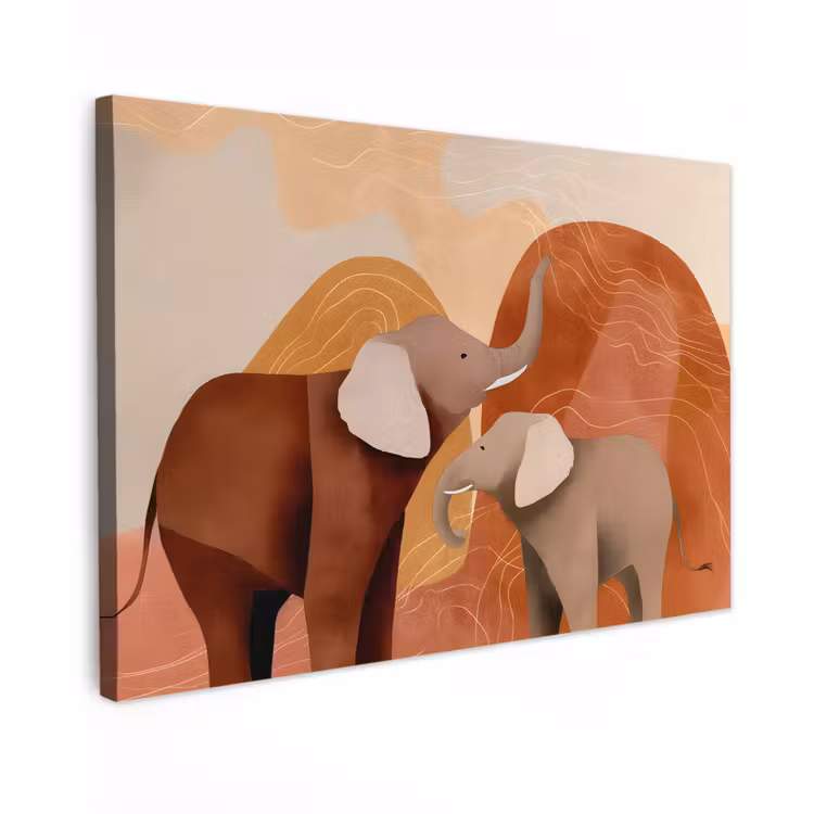 Canvas schilderij - Olifanten - Oranje - Abstract — 1