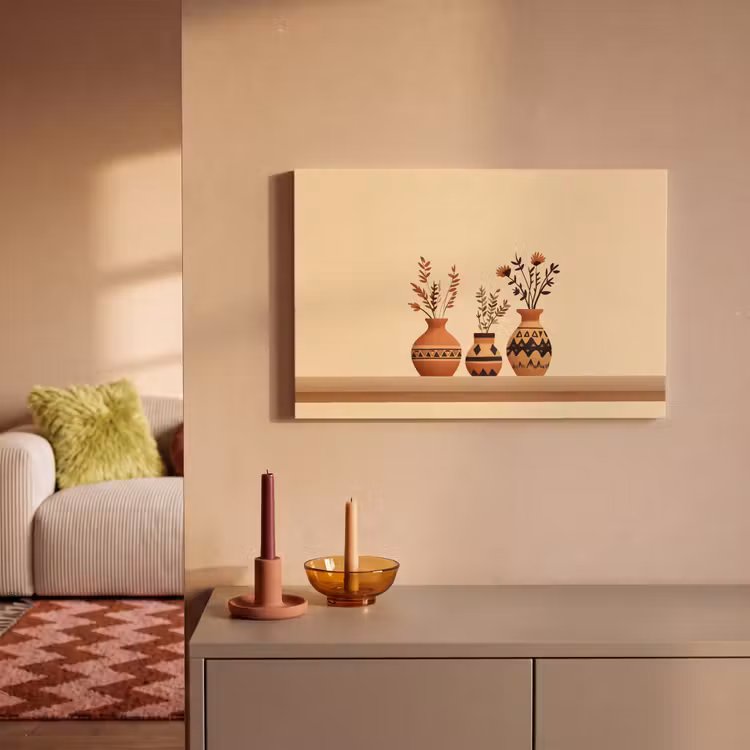 Canvas schilderij - Vazen - Bloemen - Bladeren - Minimalistisch — 2