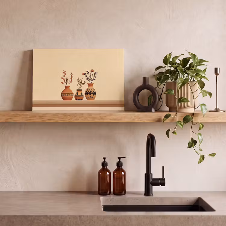 Canvas schilderij - Vazen - Bloemen - Bladeren - Minimalistisch — 4