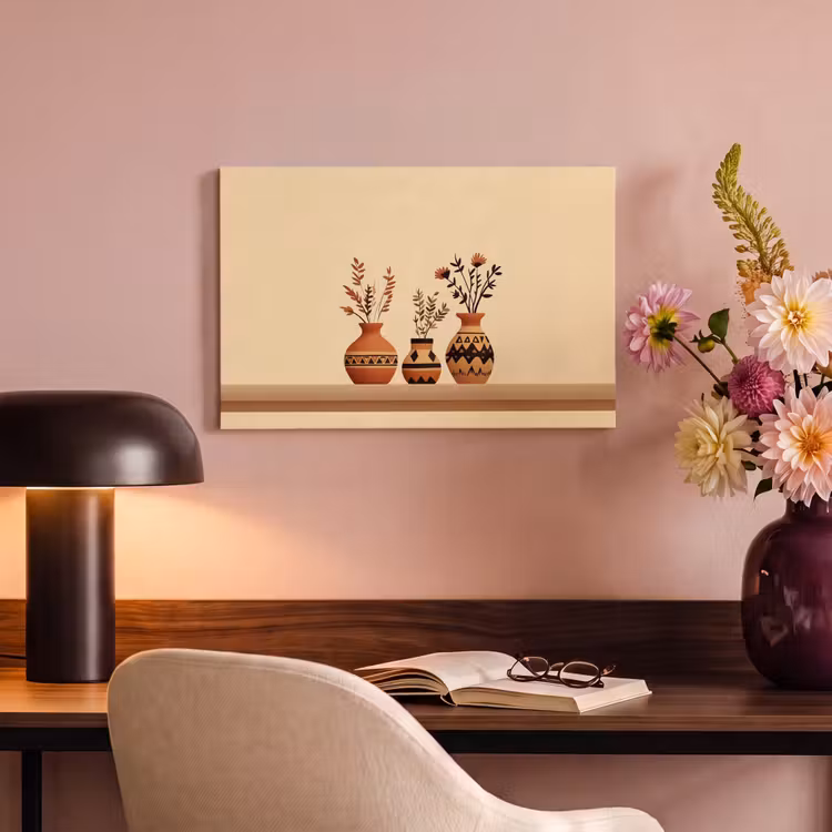 Canvas schilderij - Vazen - Bloemen - Bladeren - Minimalistisch — 6