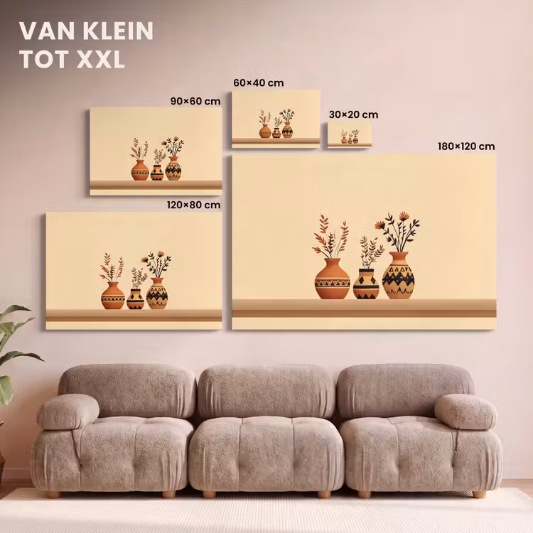 Canvas schilderij - Vazen - Bloemen - Bladeren - Minimalistisch — 8