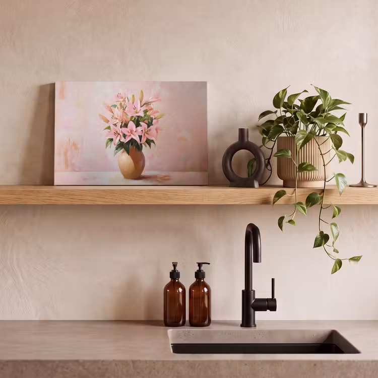 Canvas schilderij - Vaas - Bloemen - Roze — 4