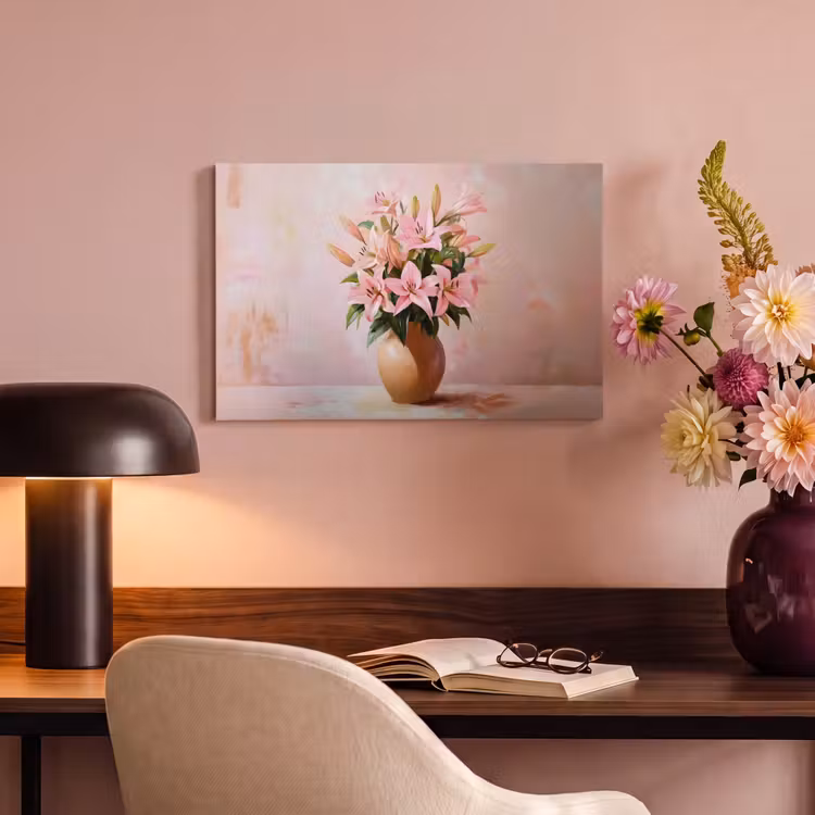 Canvas schilderij - Vaas - Bloemen - Roze — 6