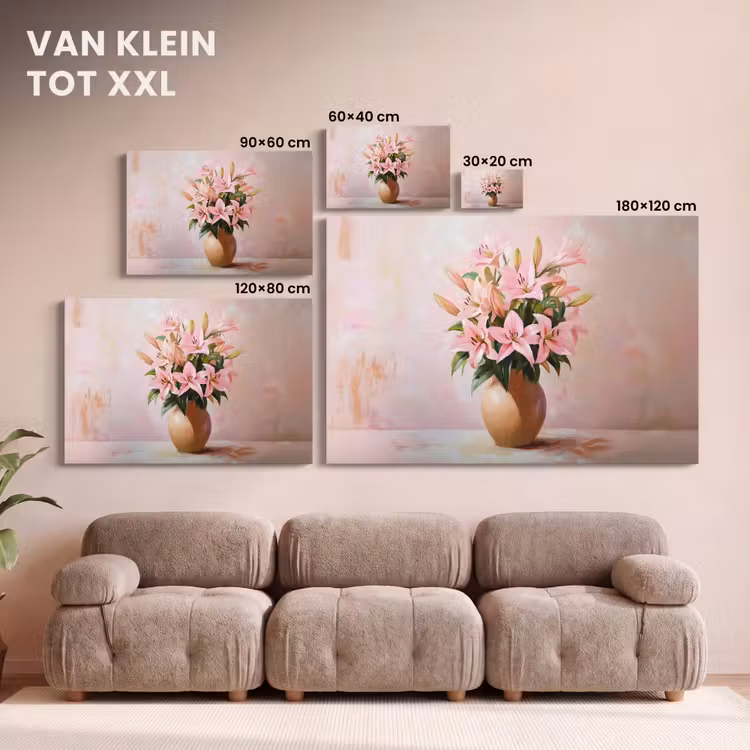 Canvas schilderij - Vaas - Bloemen - Roze — 8