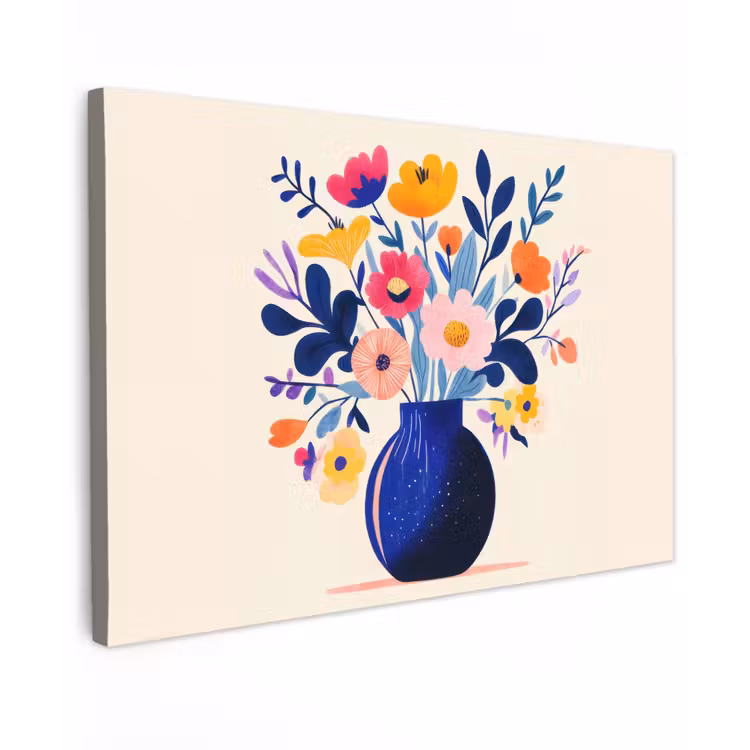 Canvas schilderij - Vaas - Bloemen - Boeket — 1