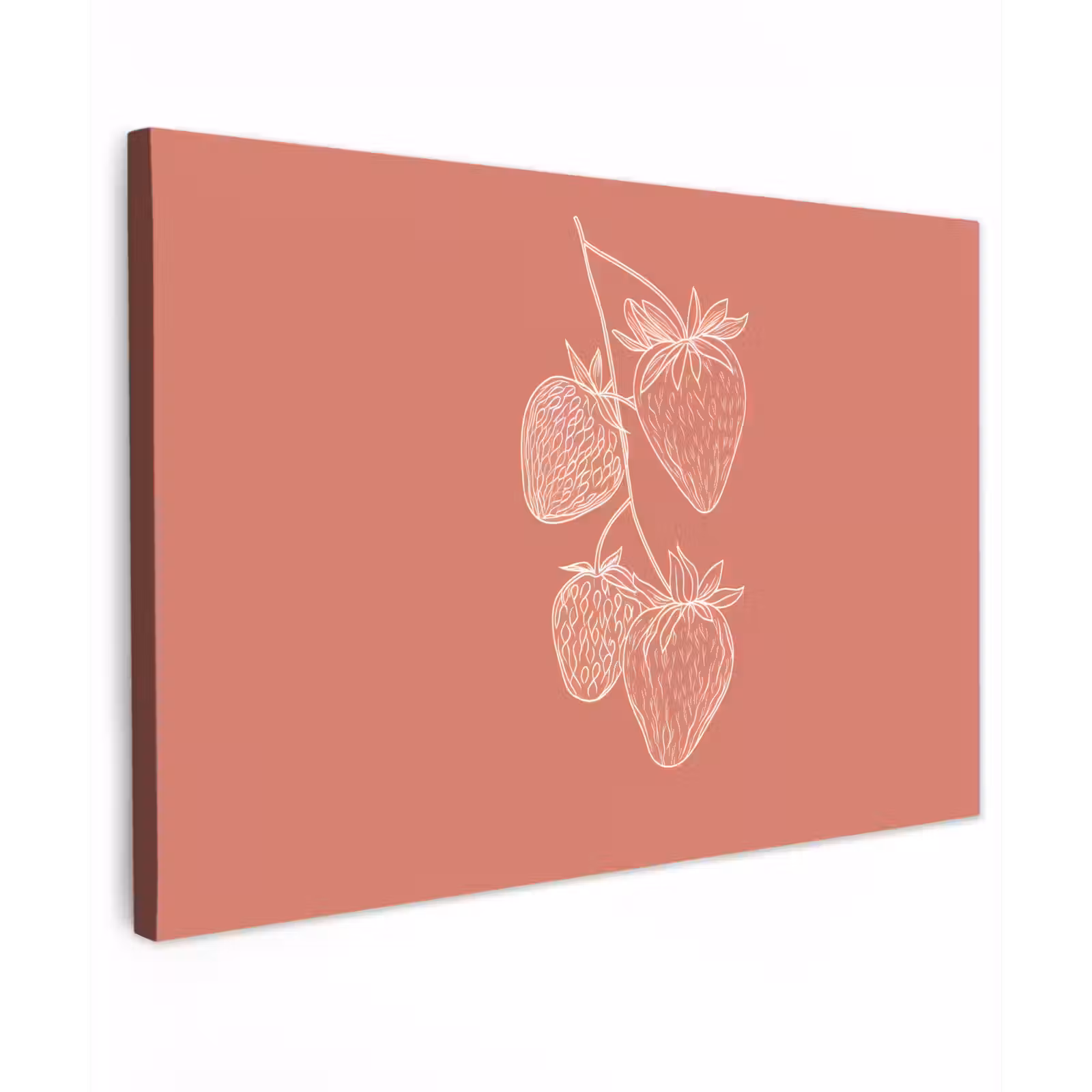 Canvas schilderij - Minimalistisch - Illustratie - Aardbei - Tak — 1