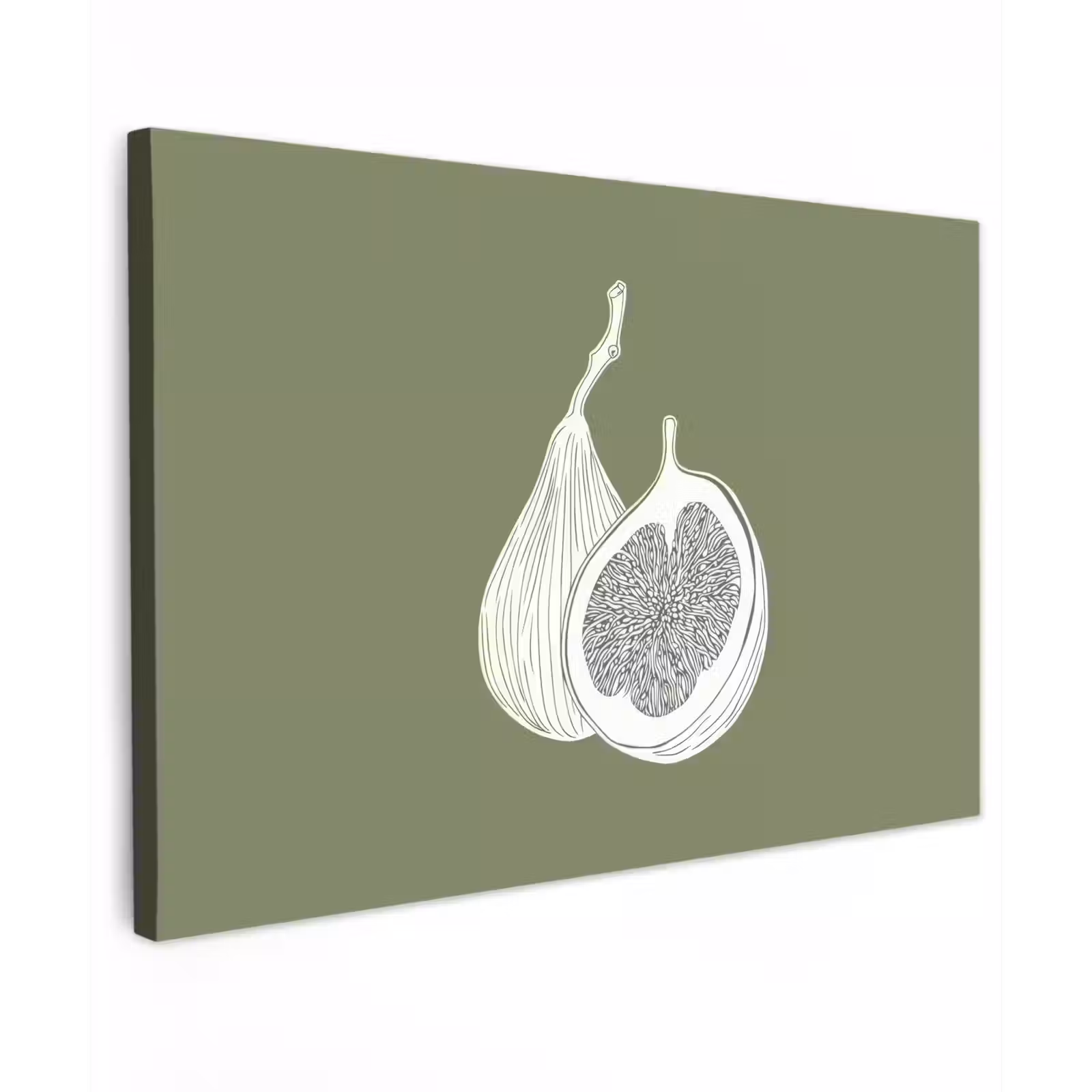 Canvas schilderij - Vijgen - Minimalistisch - Getekend - Mosgroen — 1