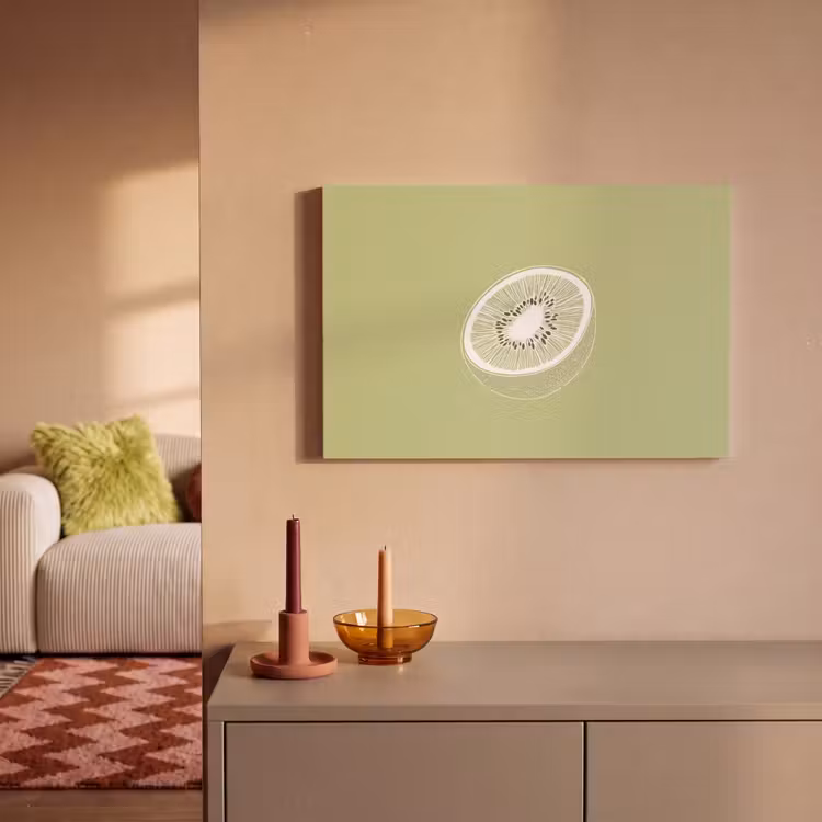 Canvas schilderij - Kiwi - Lijntekening - Minimalistisch - Groen — 2