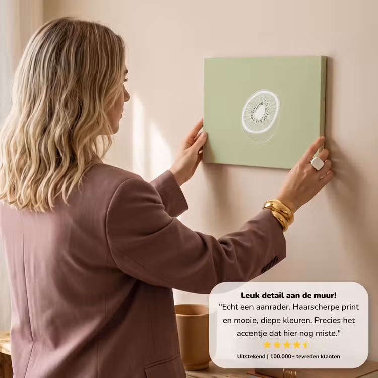 Canvas schilderij - Kiwi - Lijntekening - Minimalistisch - Groen — 3