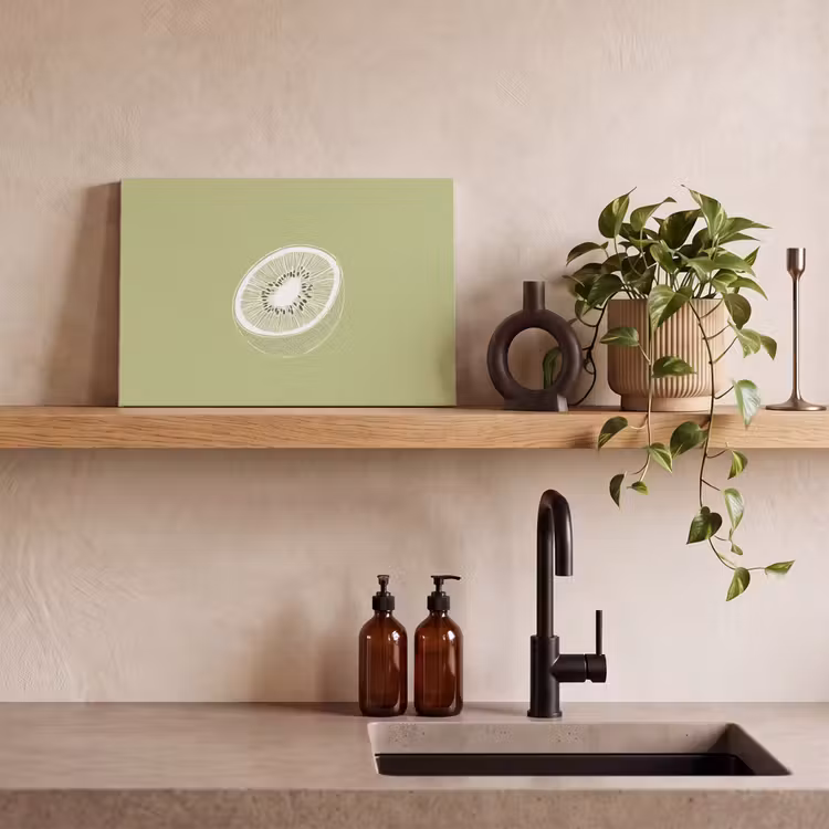 Canvas schilderij - Kiwi - Lijntekening - Minimalistisch - Groen — 4