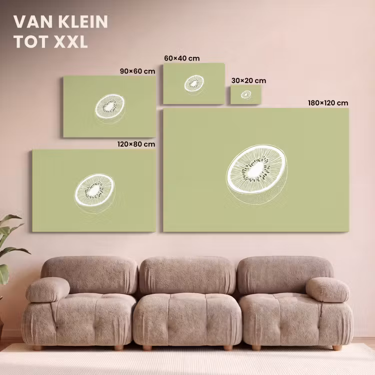 Canvas schilderij - Kiwi - Lijntekening - Minimalistisch - Groen — 7