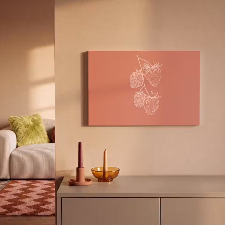 Canvas schilderij - Minimalistisch - Illustratie - Aardbei - Tak — 2