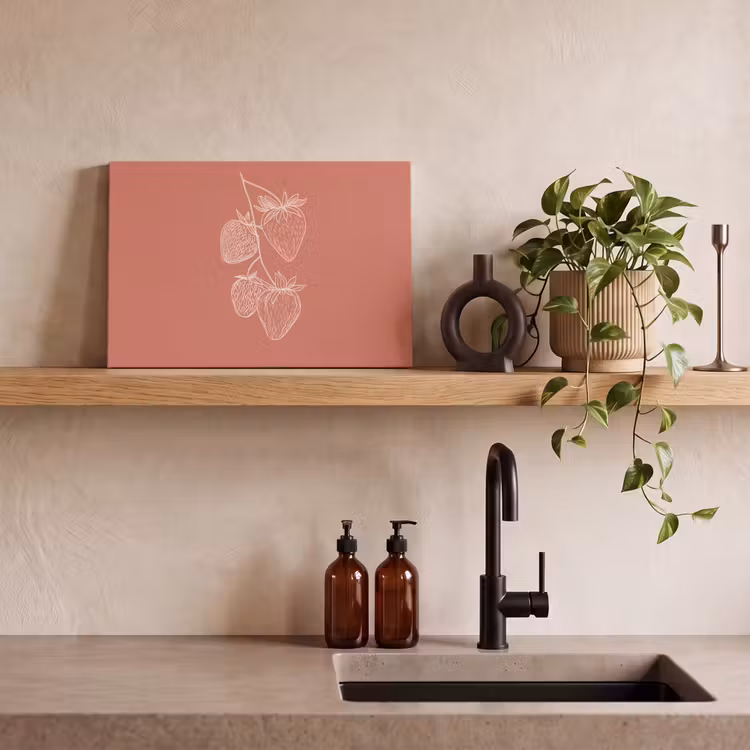 Canvas schilderij - Minimalistisch - Illustratie - Aardbei - Tak — 4