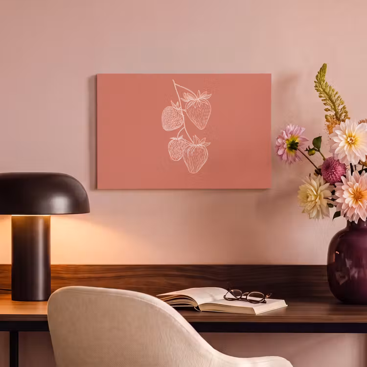 Canvas schilderij - Minimalistisch - Illustratie - Aardbei - Tak — 6