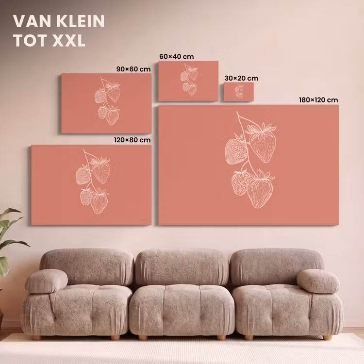 Canvas schilderij - Minimalistisch - Illustratie - Aardbei - Tak — 7