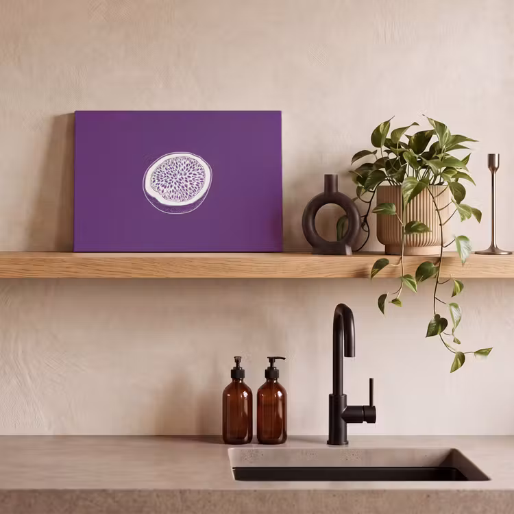 Canvas schilderij - Passievrucht - Zaadjes - Paars - Minimalistisch — 4