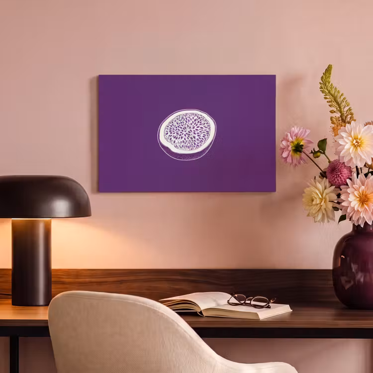 Canvas schilderij - Passievrucht - Zaadjes - Paars - Minimalistisch — 6
