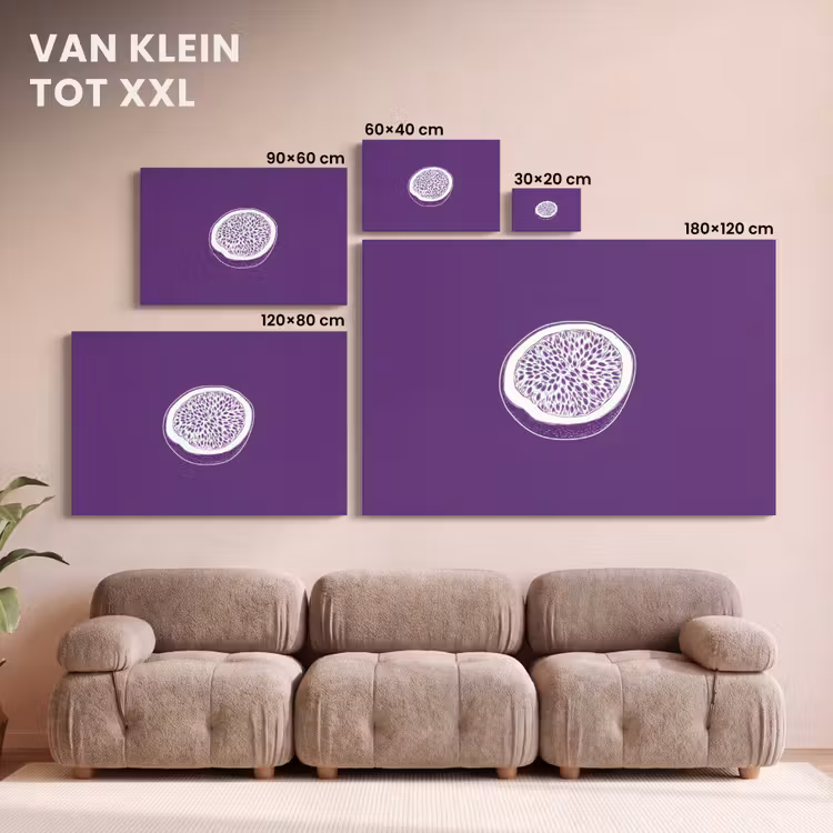 Canvas schilderij - Passievrucht - Zaadjes - Paars - Minimalistisch — 7