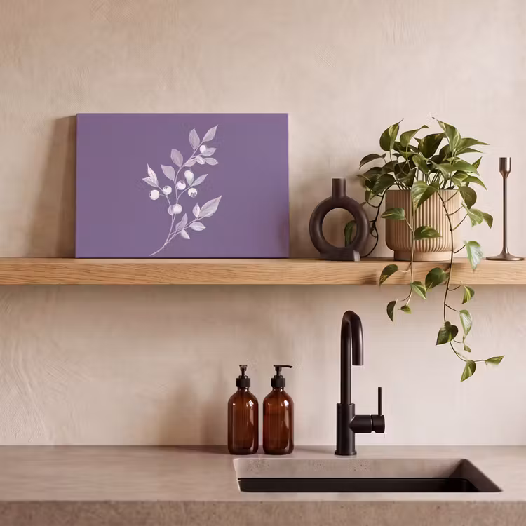 Canvas schilderij - Tak - Sierlijk - Bladeren - Minimalistisch — 4