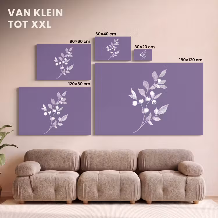Canvas schilderij - Tak - Sierlijk - Bladeren - Minimalistisch — 7