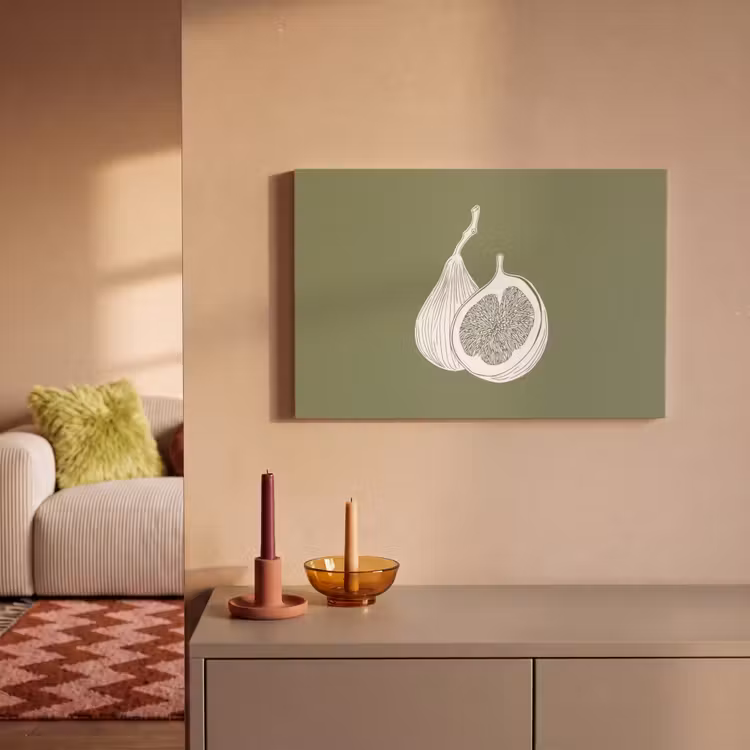 Canvas schilderij - Vijgen - Minimalistisch - Getekend - Mosgroen — 2