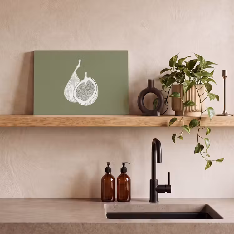Canvas schilderij - Vijgen - Minimalistisch - Getekend - Mosgroen — 4