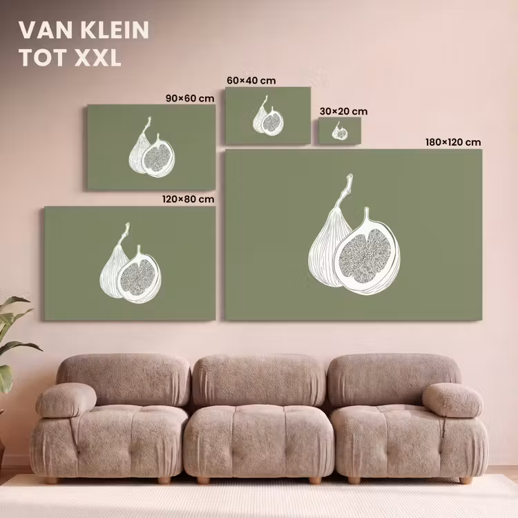Canvas schilderij - Vijgen - Minimalistisch - Getekend - Mosgroen — 7
