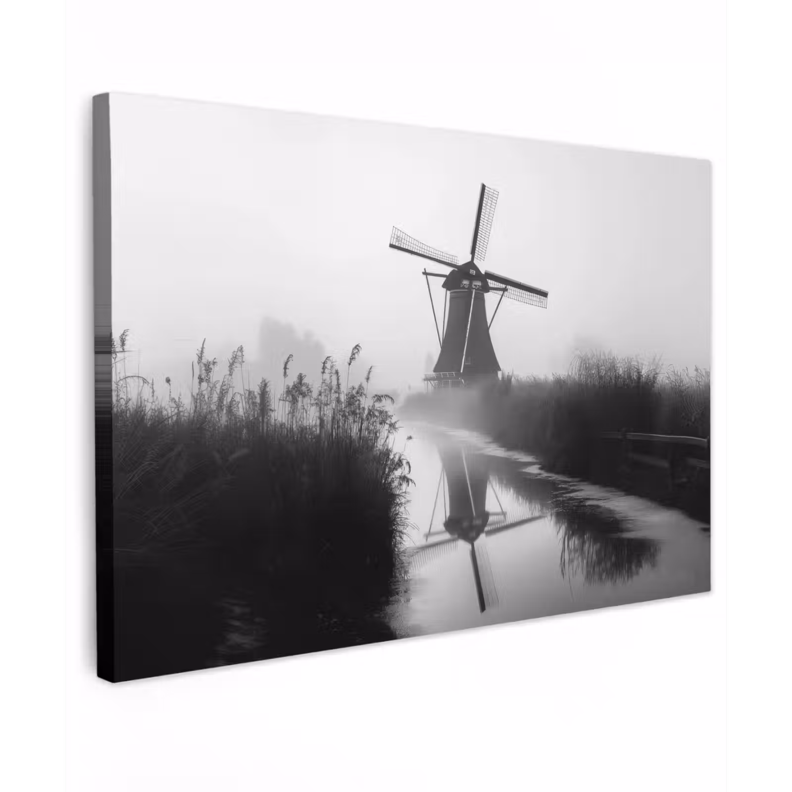 Canvas schilderij - Molen - Weerspiegeling - Landschap - Water — 1