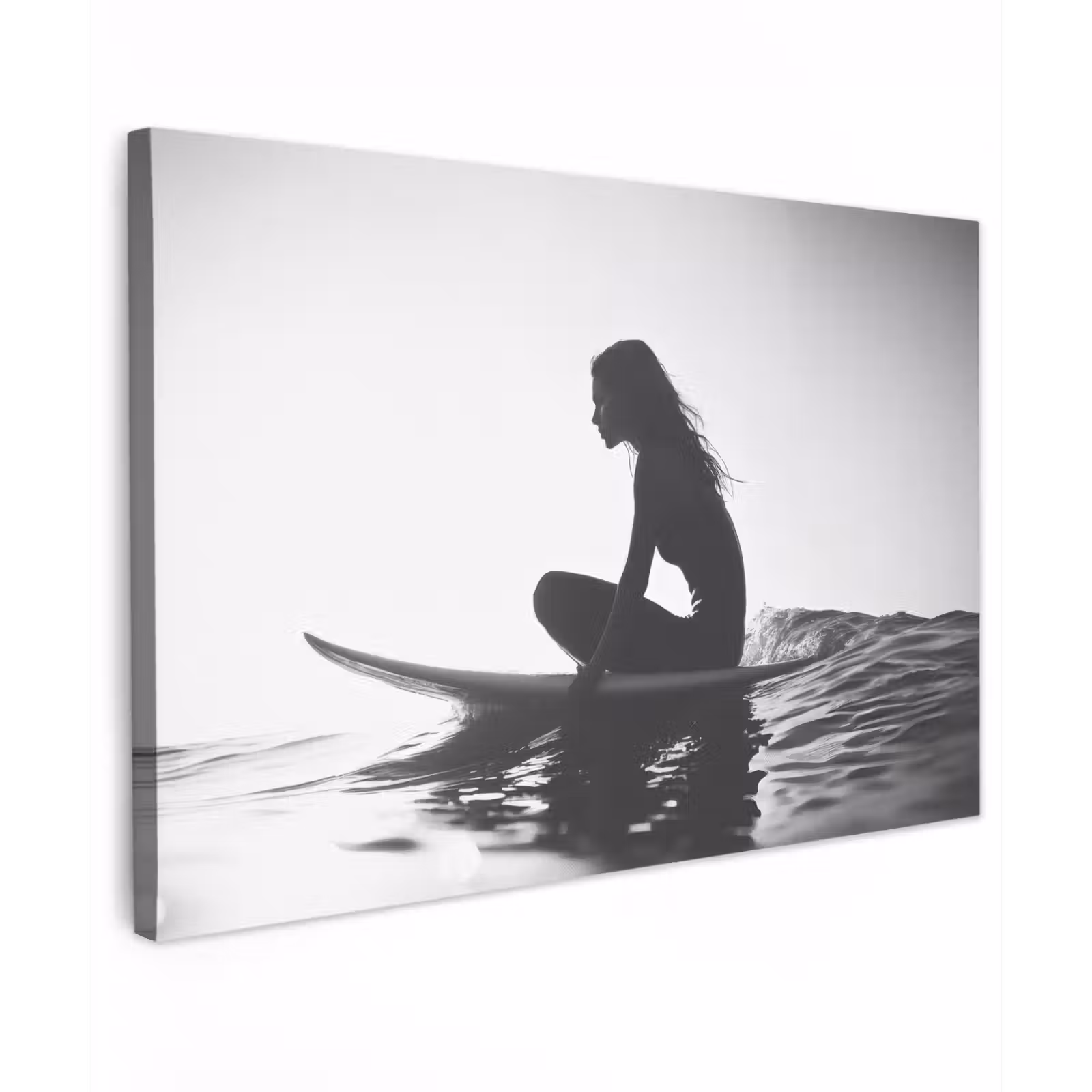 Canvas schilderij - Silhouet - Vrouw - Surfplank - Water — 1