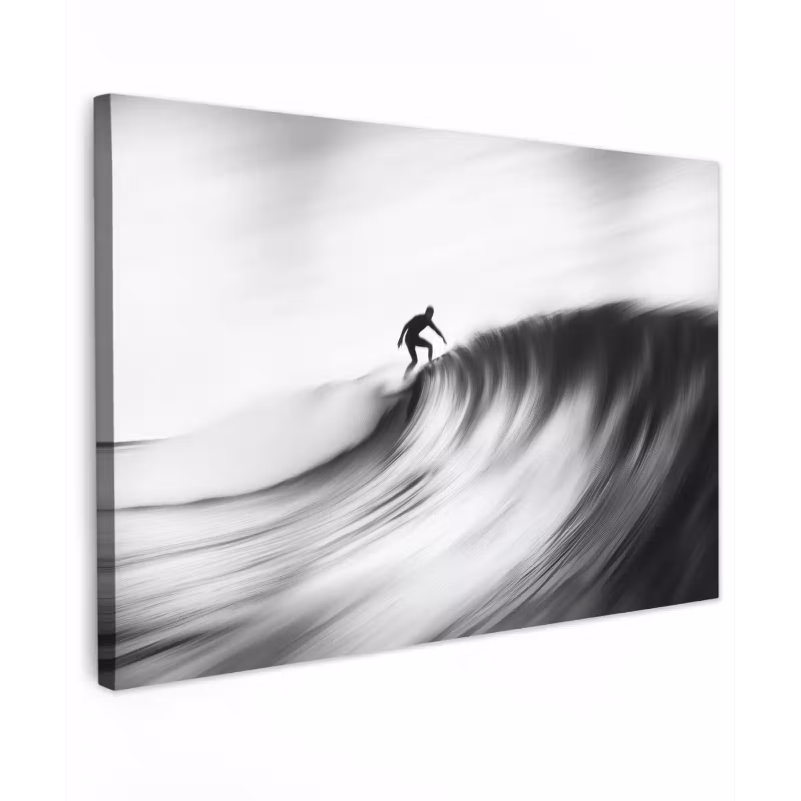 Canvas schilderij - Surfer - Golf - Vervaagd - Zwart — 1