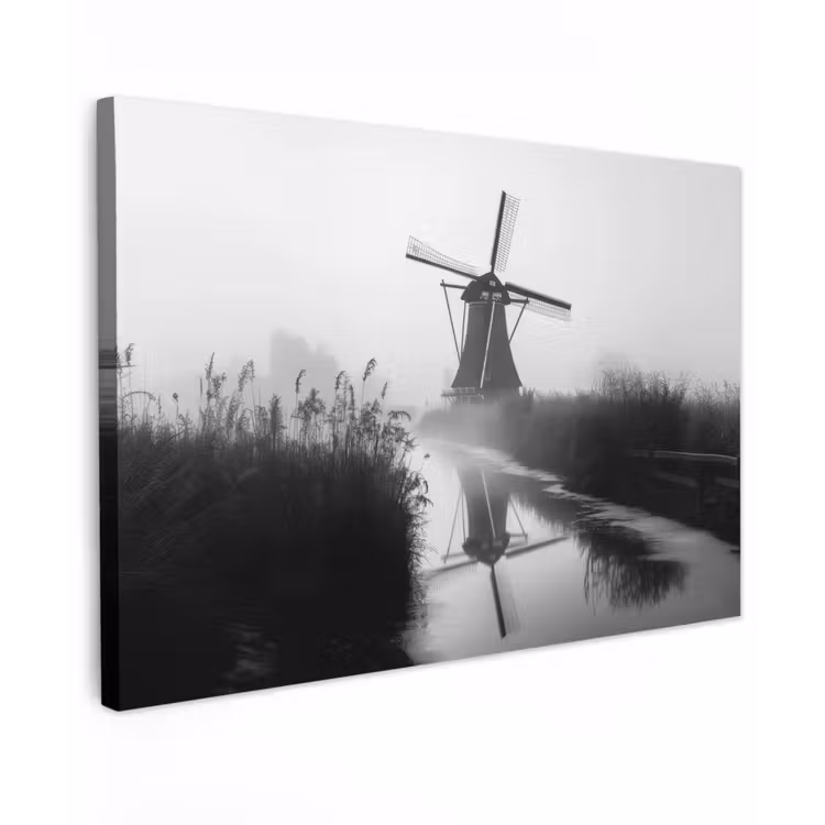Canvas schilderij - Molen - Weerspiegeling - Landschap - Water — 1