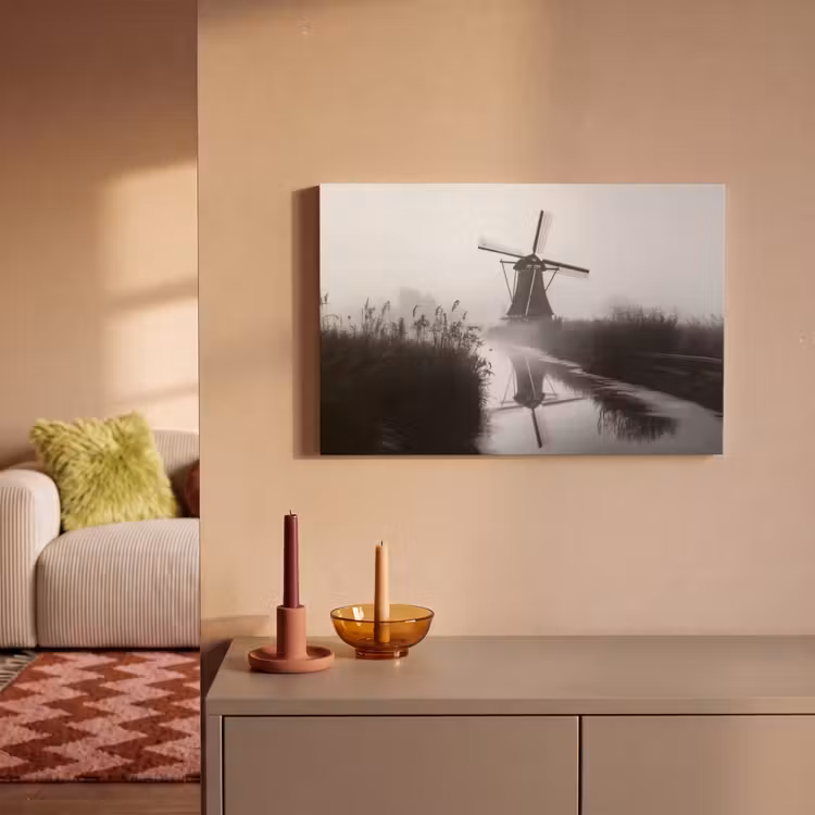Canvas schilderij - Molen - Weerspiegeling - Landschap - Water — 2