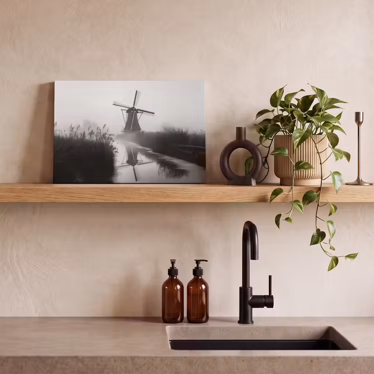 Canvas schilderij - Molen - Weerspiegeling - Landschap - Water — 4